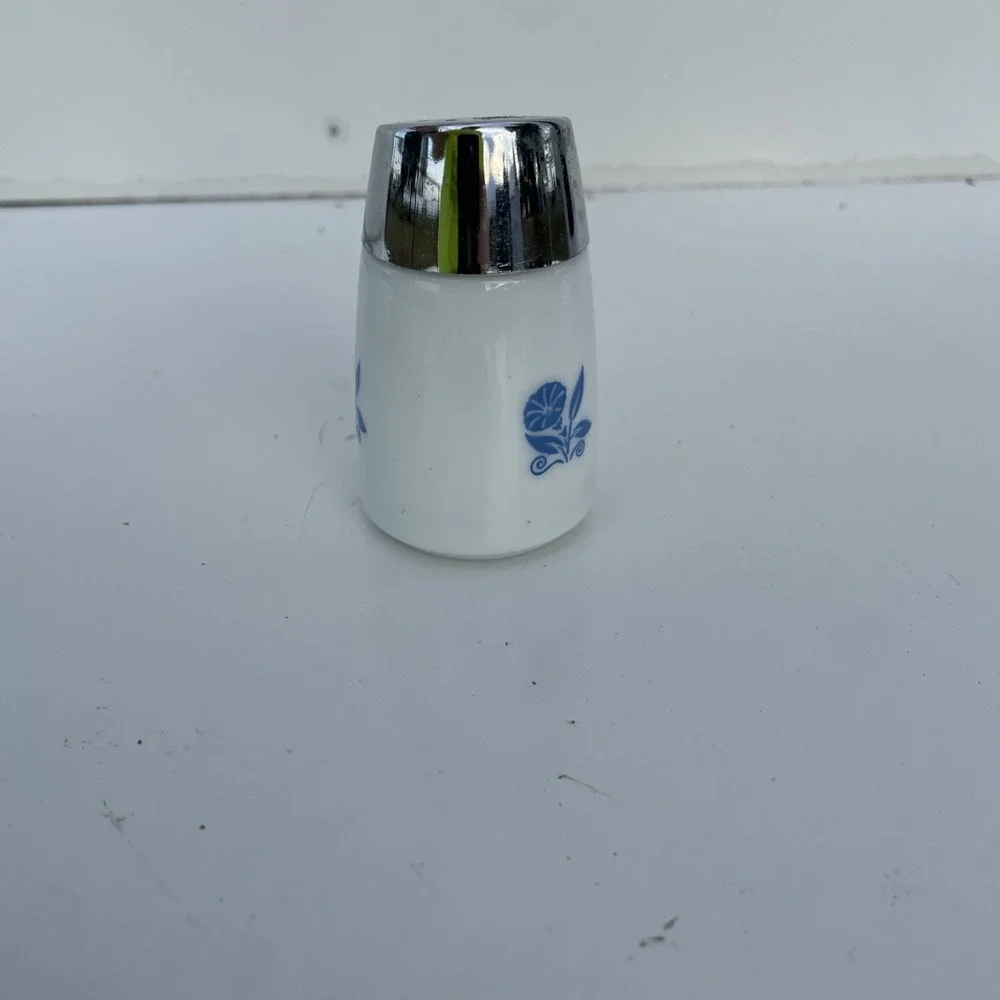 Vintage Dispensers Inc replacement white glass blue flower pepper shaker